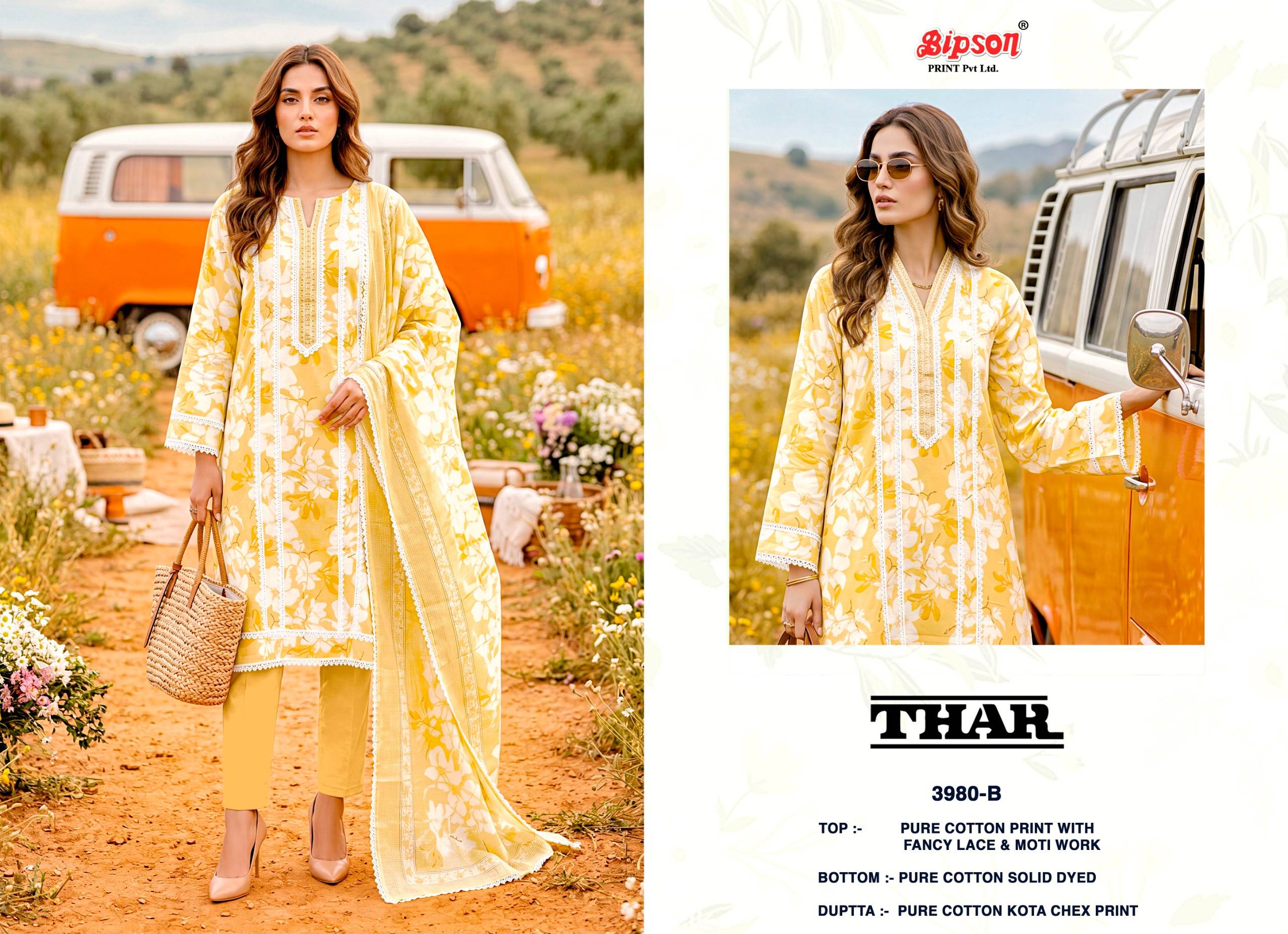 THAR - 3980 Series By BIPSON PRINTS Stylish Beautiful Colourful Pure Cotton Dresses At Wholesale Price